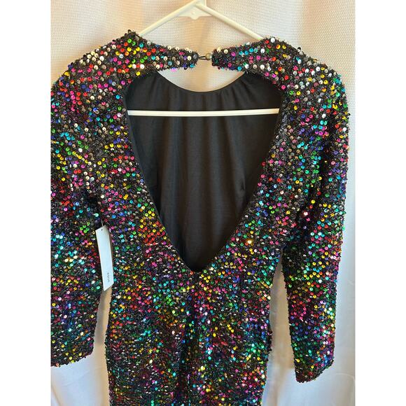 blue mini dress sequin Blue Beaded Strap Sequin Ruffle Mini Dress